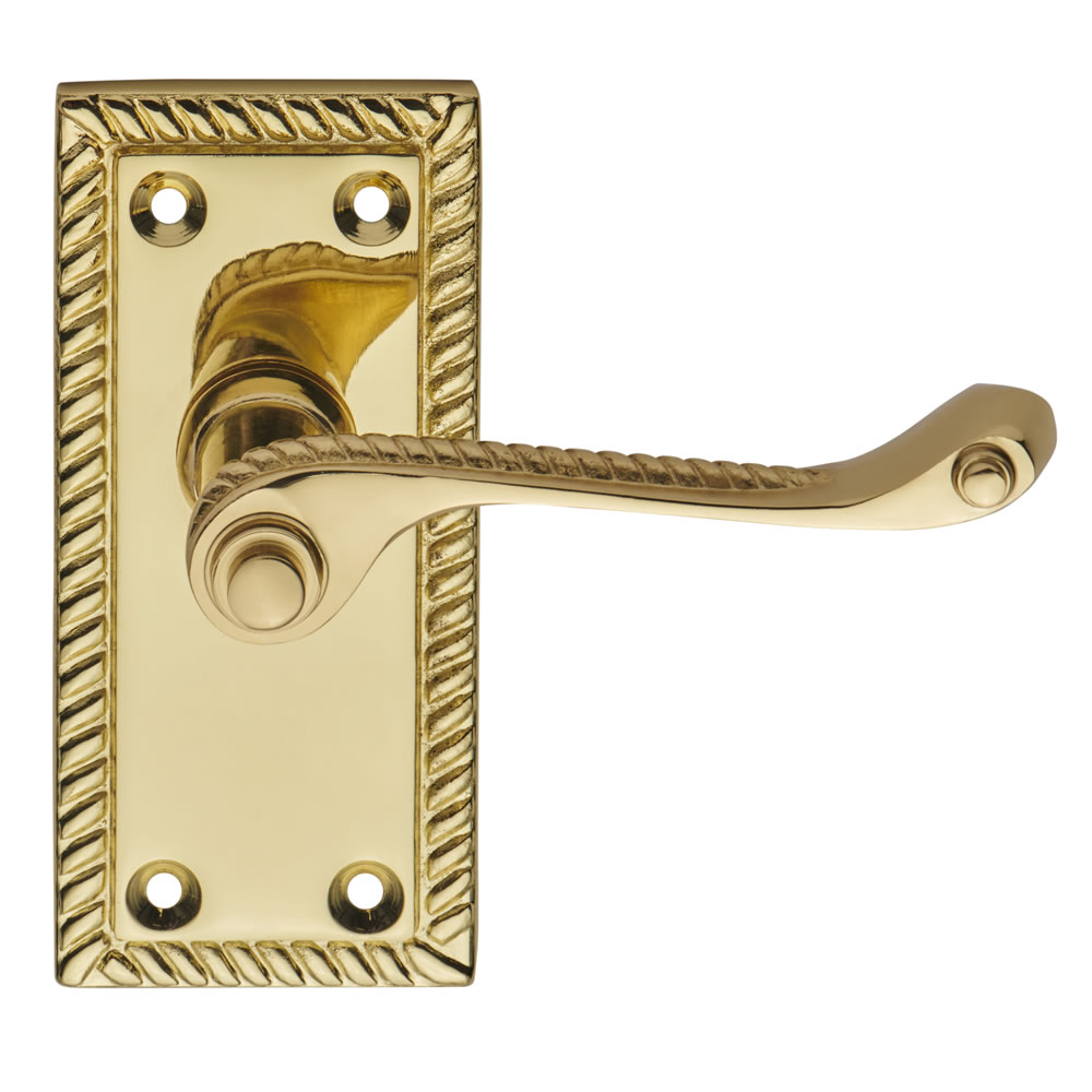 Wilko 6 pack Polished Brass Finish Georgian Door Handles Image