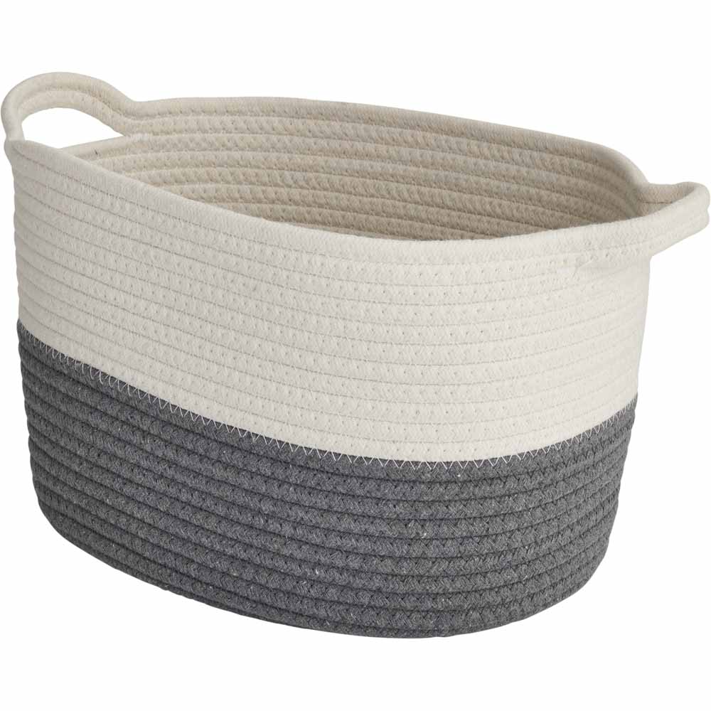 Wilko Grey / White Rope Basket Medium Image 1