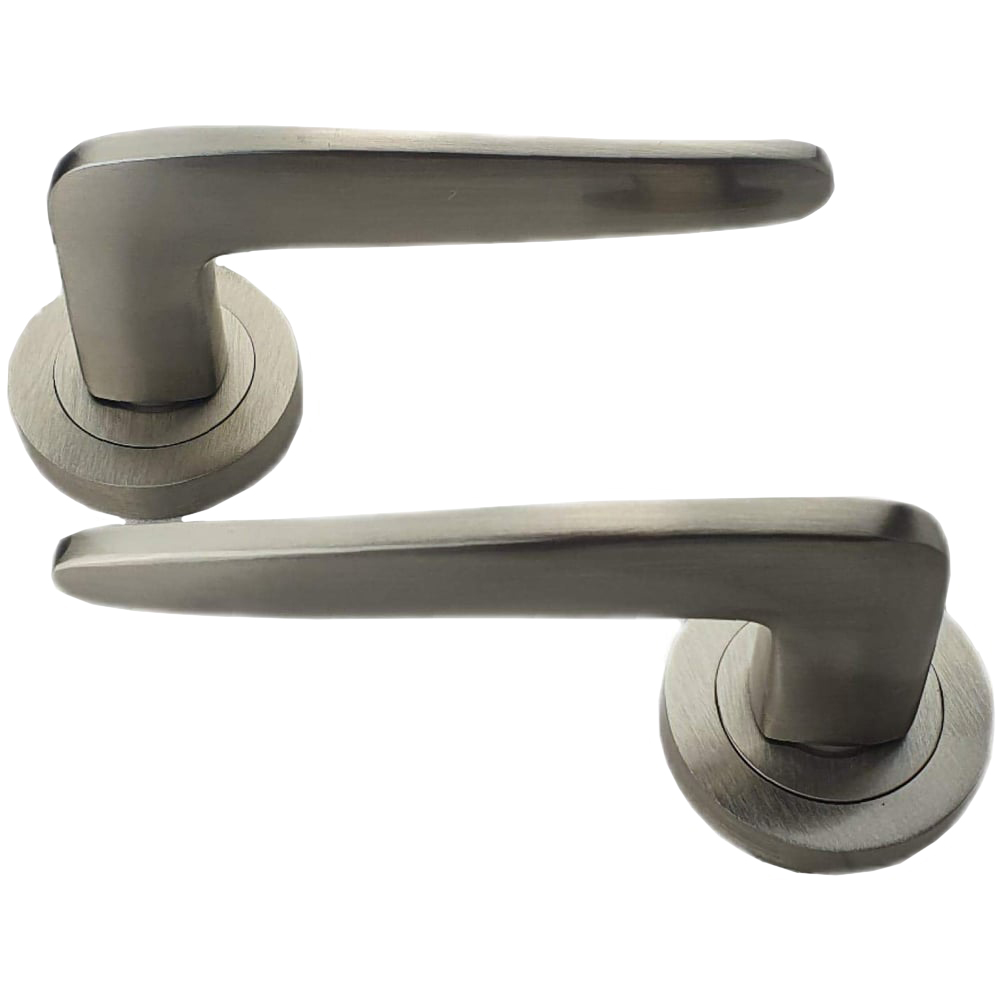 Golden Grace Venus Satin Stainless Steel Door Handle Pair with Fixing Screws Image 2
