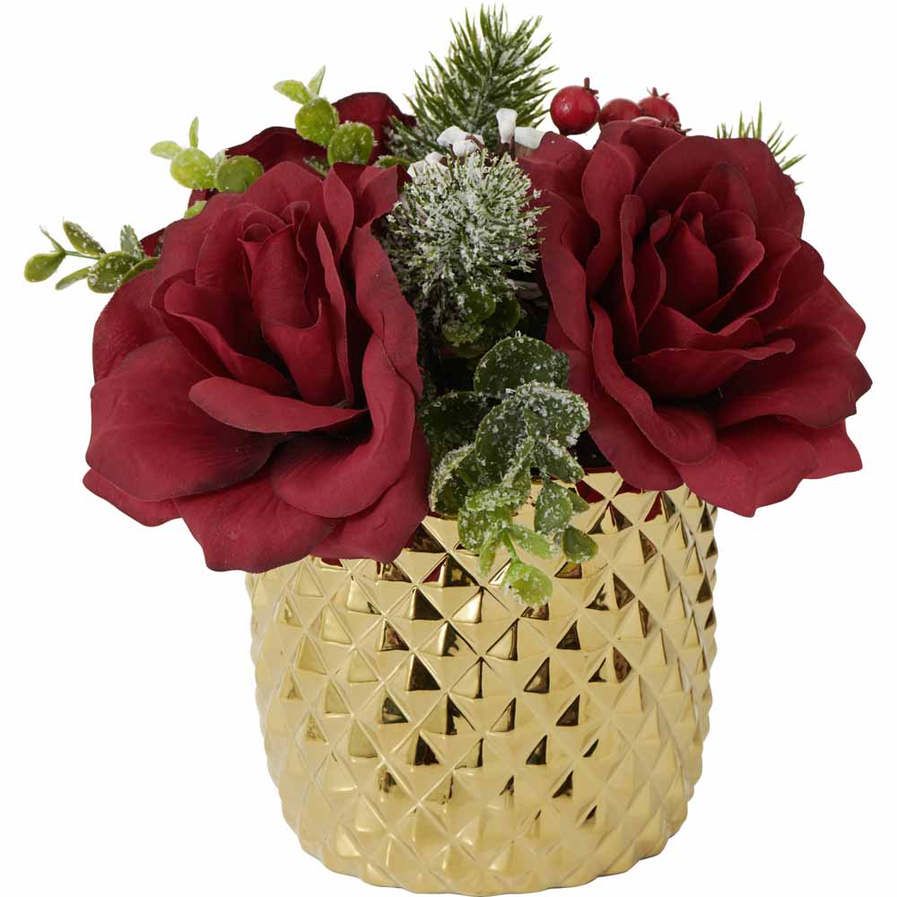 Wilko Red Rose Xmas Floral in Vase Image 1