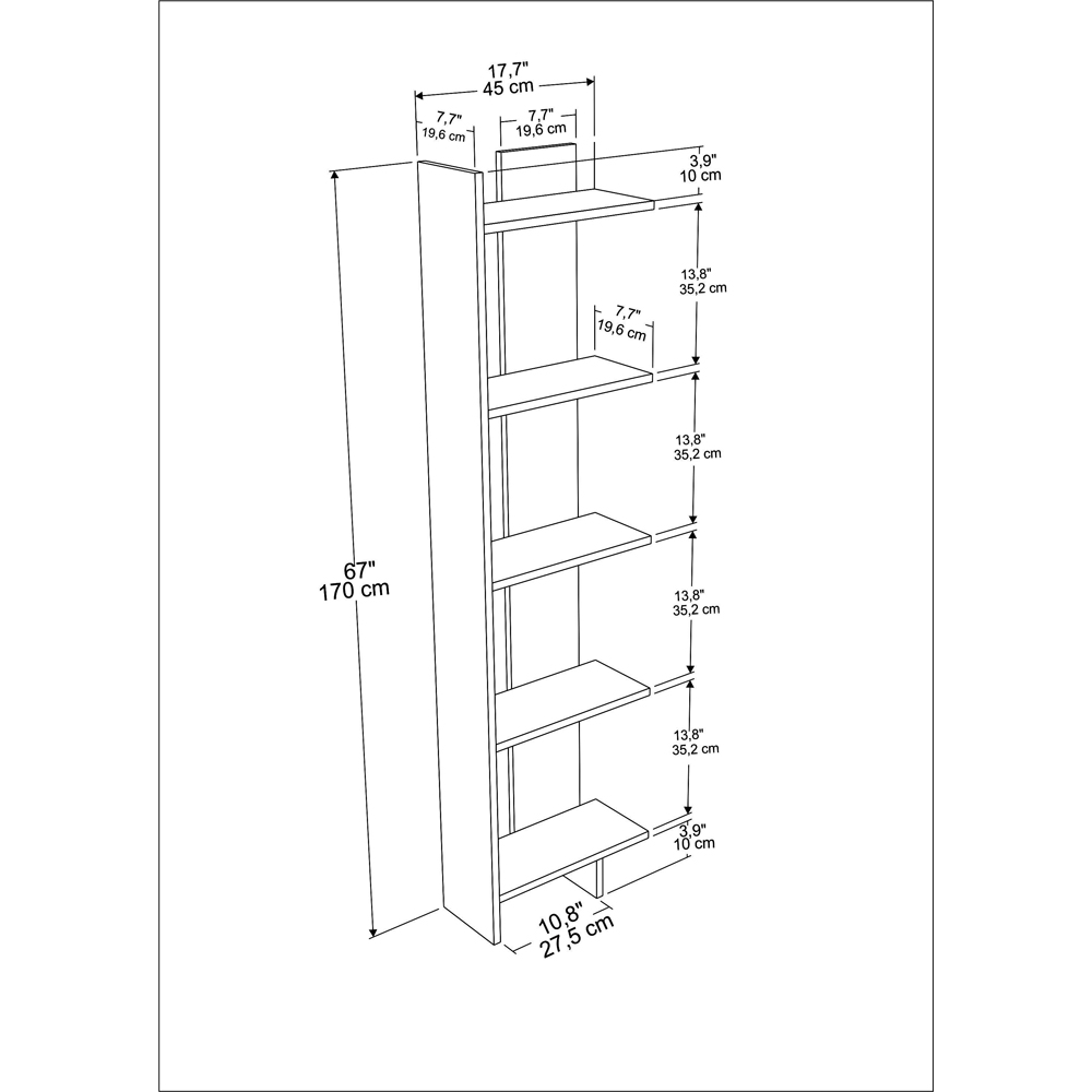 Decorotika Alis 5 Tier Cordoba and White Corner Bookcase Image 3