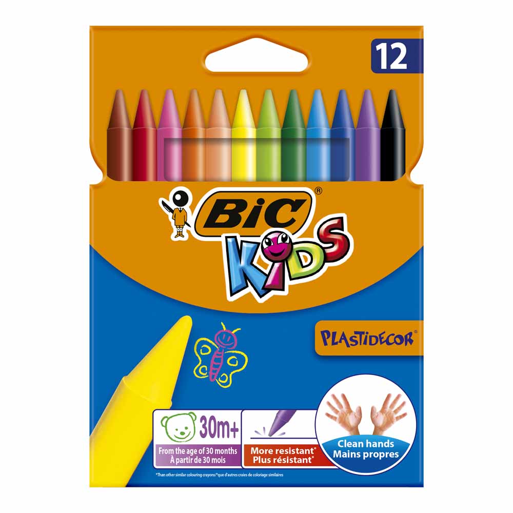 Bic Kids Plastidecor Colouring Crayons 12 pack Image 1