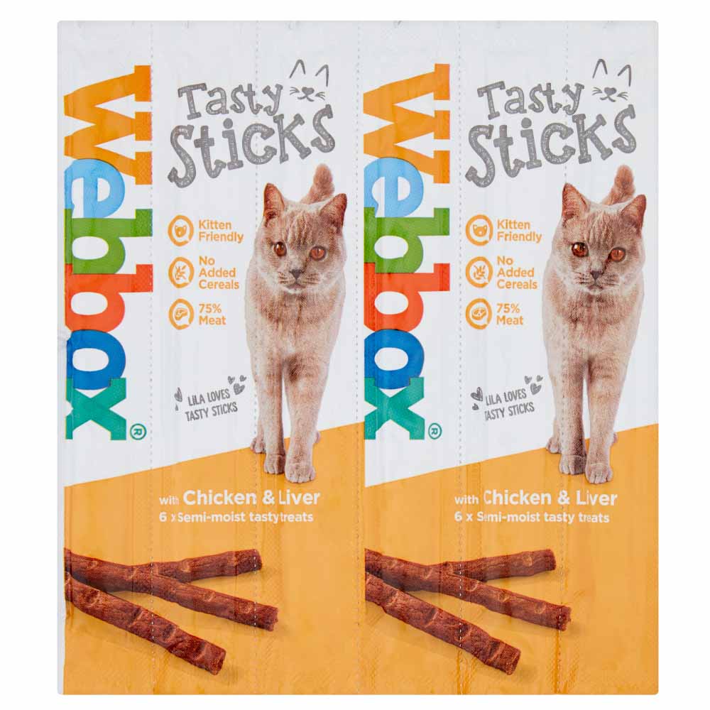 Webbox Cats Delight Chicken and Liver Tasty Sticks Cat Treats 6 x 30g Image