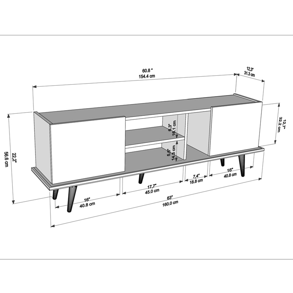 Decorotika Ecuador 2 Door 3 Shelf Silva and Rattan TV Unit Image 9
