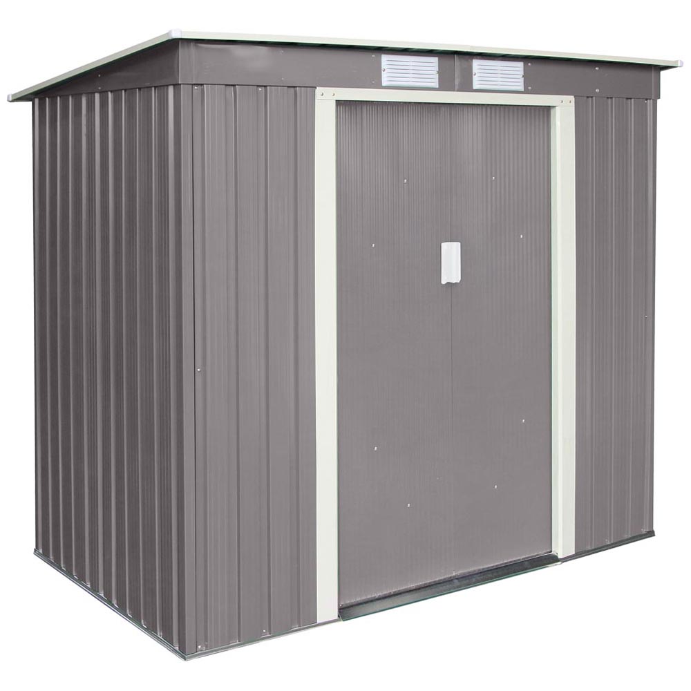 Rowlinson 6 x 4ft Grey Trentvale Pent Metal Garden Shed Image 1