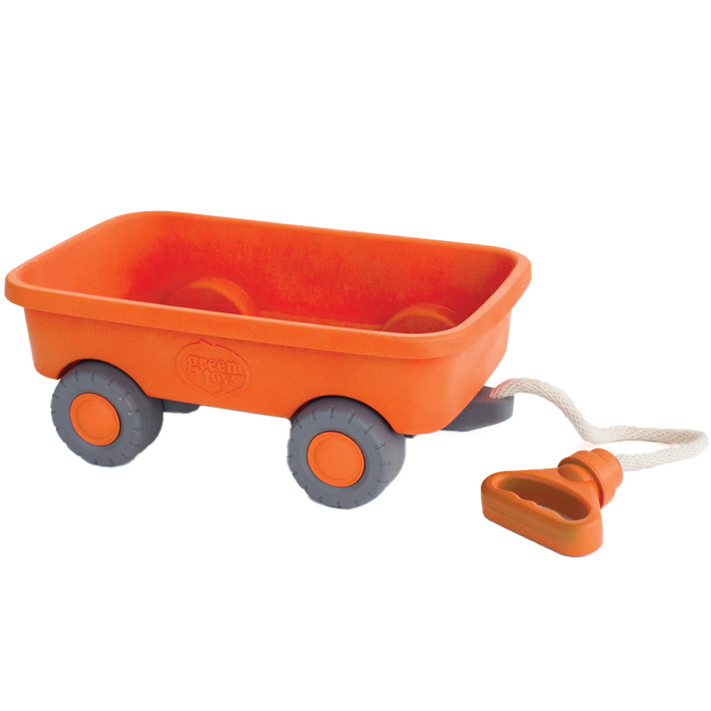 BigJigs Toys Green Toys Orange Pull Along Wagon Image 1