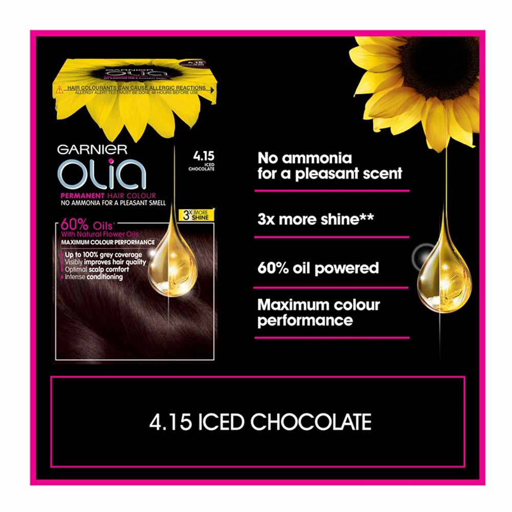 Garnier Olia 4.15 Iced Chocolate Brown Permanent Hair Dye Image 3