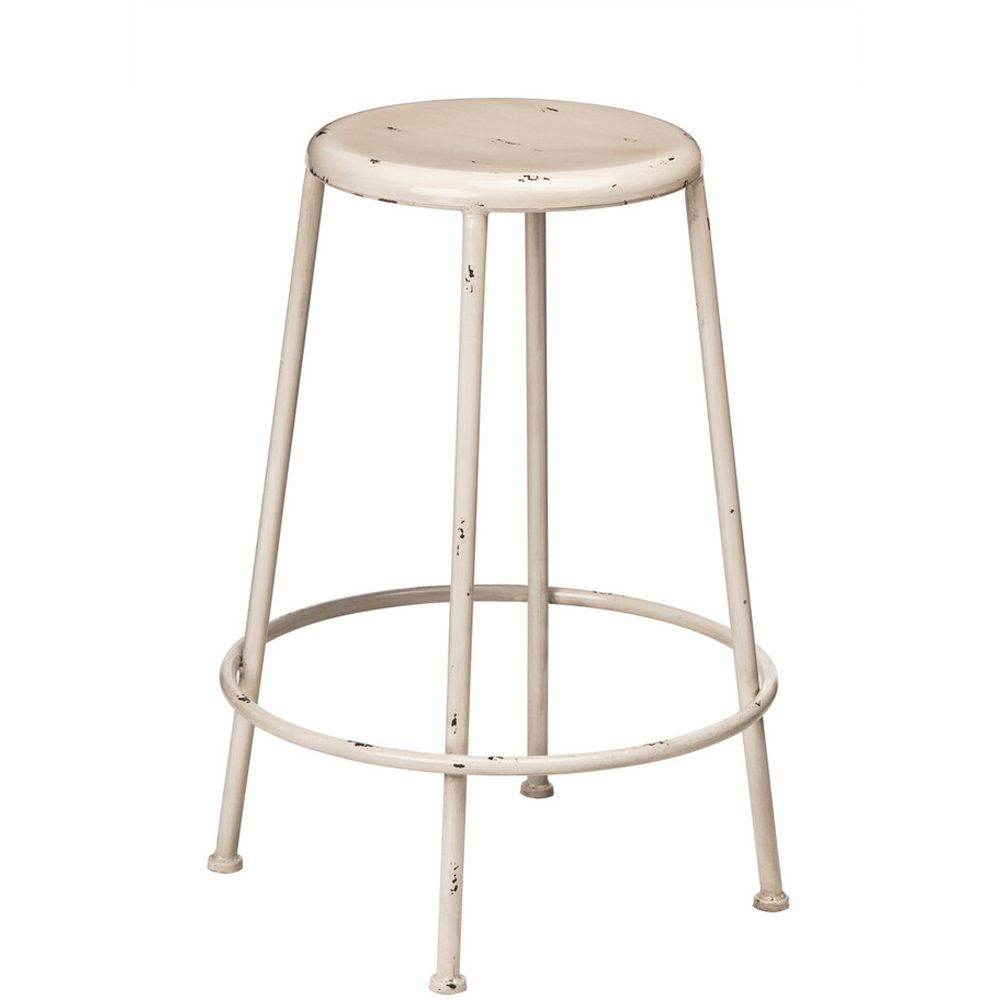 Premier Housewares Artisan Cream Metal Bar Stool Image 2