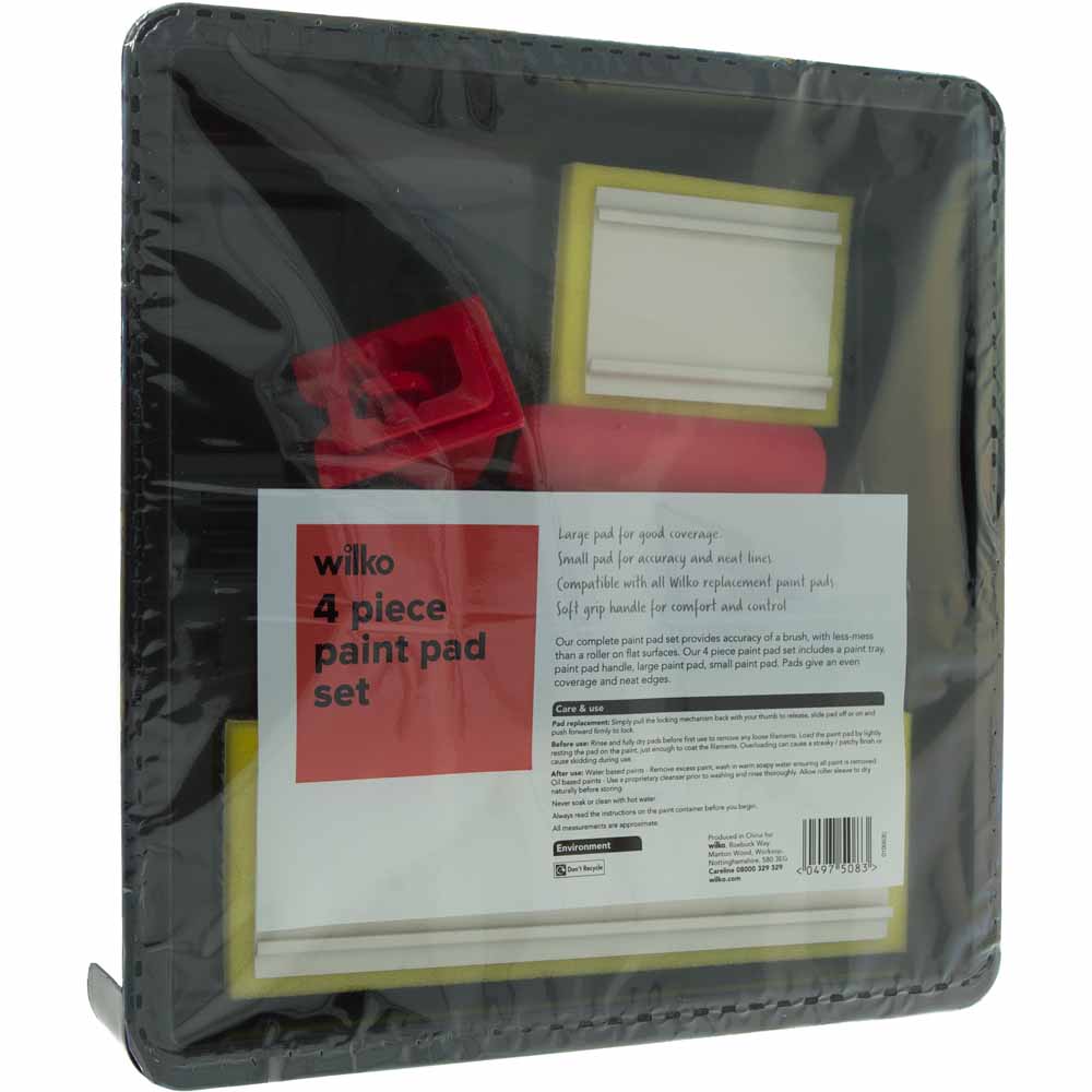 Wilko Paint Pad Set for Accuracy and Less-Mess on Flat Walls and Ceilings 4 Piece Tray Kit Image 3
