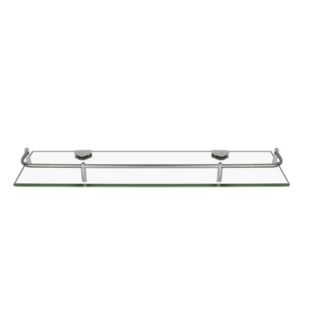 Living And Home WH0713 Silver Tempered Glass & Aluminium Wall Mounted Bathroom Shelf 40cm Image 1