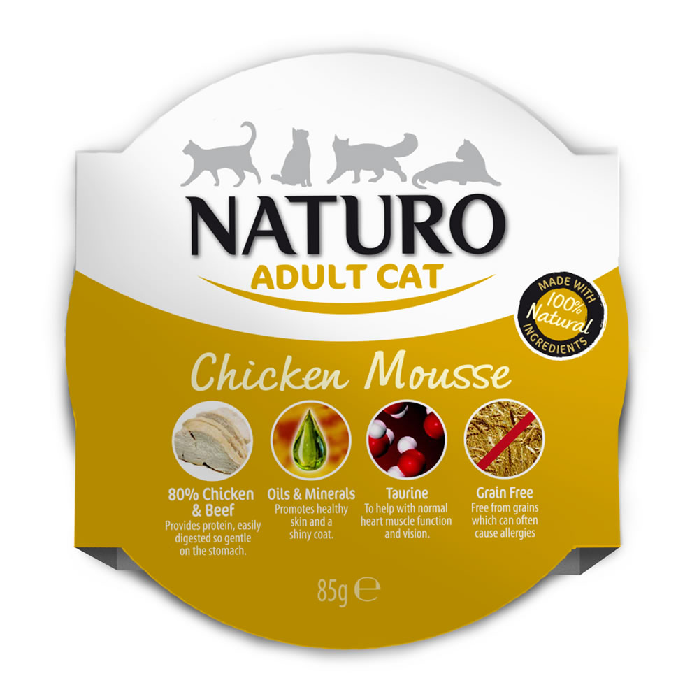 Naturo Adult Cat Chicken Mousse 85g  - wilko