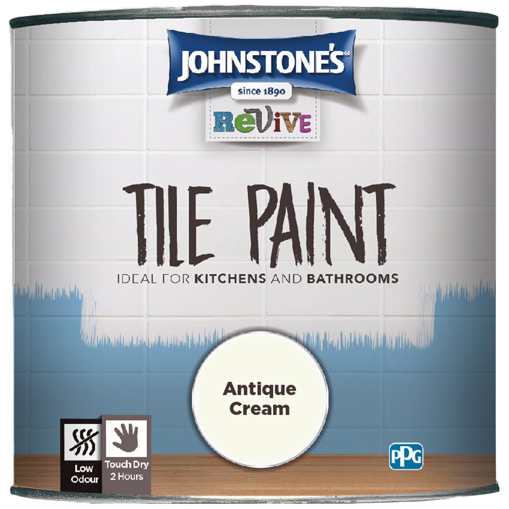 Johnstone's Antique Cream Tile Paint 750ml Image 2