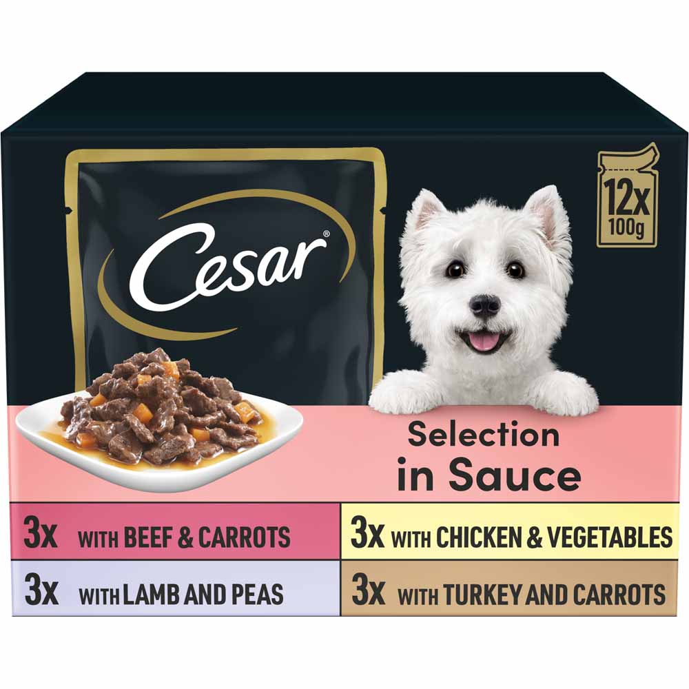 Cesar Deliciously Fresh Dog Food Pouches Mixed Selection in Sauce 12 x 100g Image 1