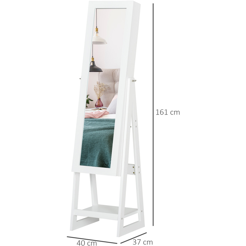 Portland Single Door White Mirrored Jewellery Cabinet with LED Image 9