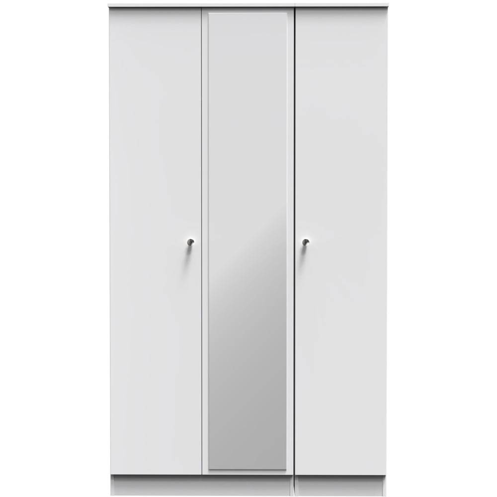 Crowndale Yarmouth 3 Door White Tall Mirrored Wardrobe Ready Assembled Image 2