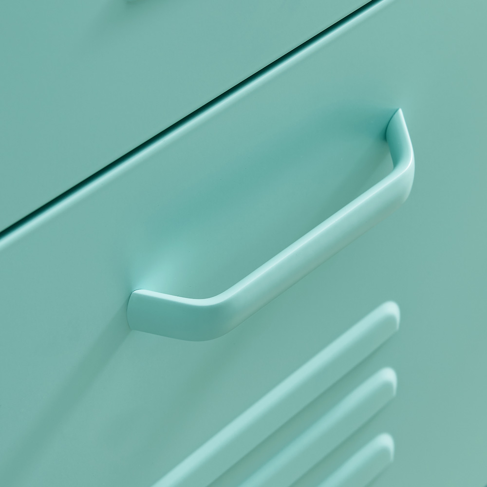 Furniturebox Theo 6 Drawer Light Blue Metal Sideboard Image 2
