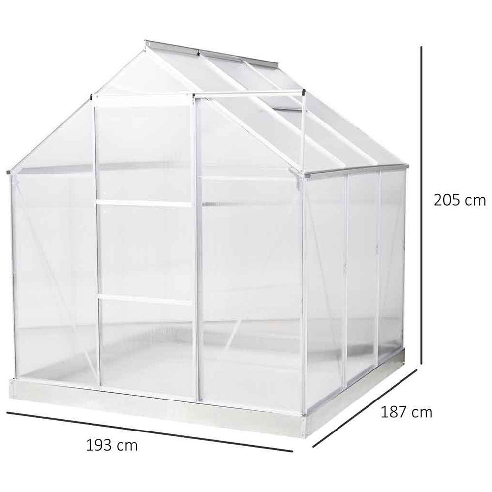 Outsunny Polycarbonate Aluminium 6.3 x 6ft Greenhouse Image 8