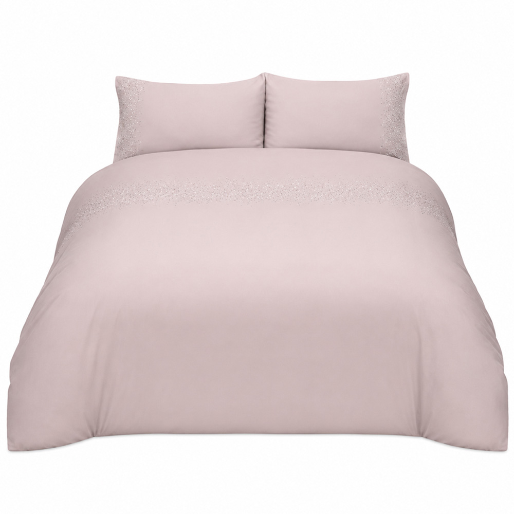 Smart Living Super King Size Blush Pink Diamante Embellished Duvet Set Image 2