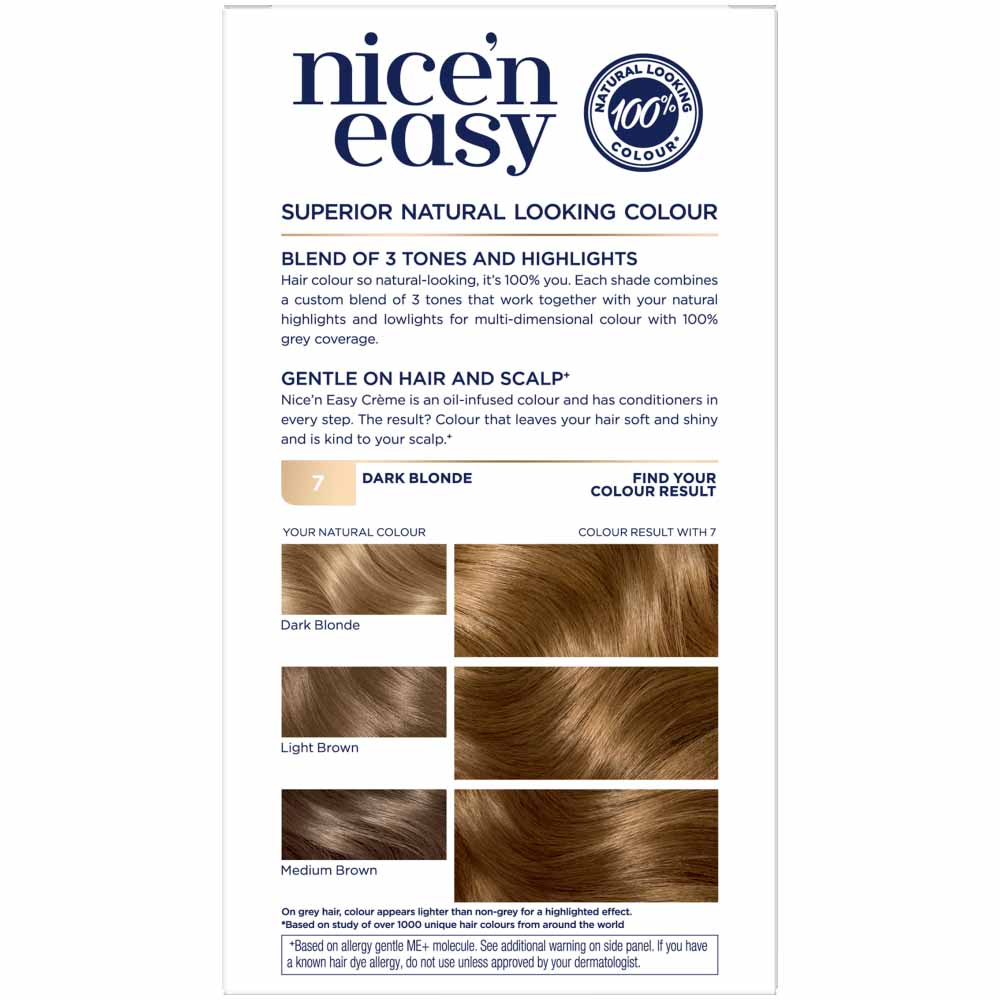 Clairol Nice'n Easy Dark Blonde 7 Permanent Hair Dye Image 2