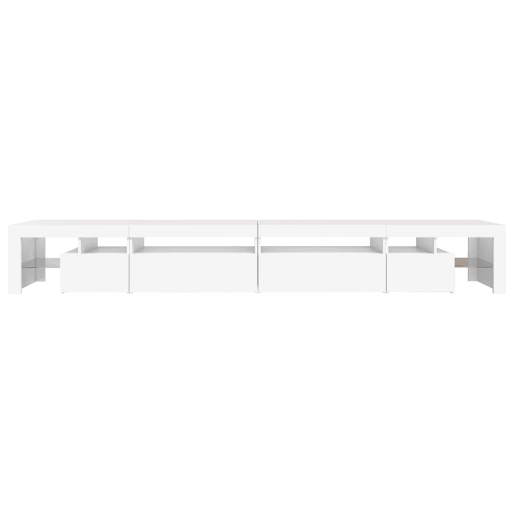vidaXL 4 Door 6 Shelf White TV Cabinet with LED Lights Image 6