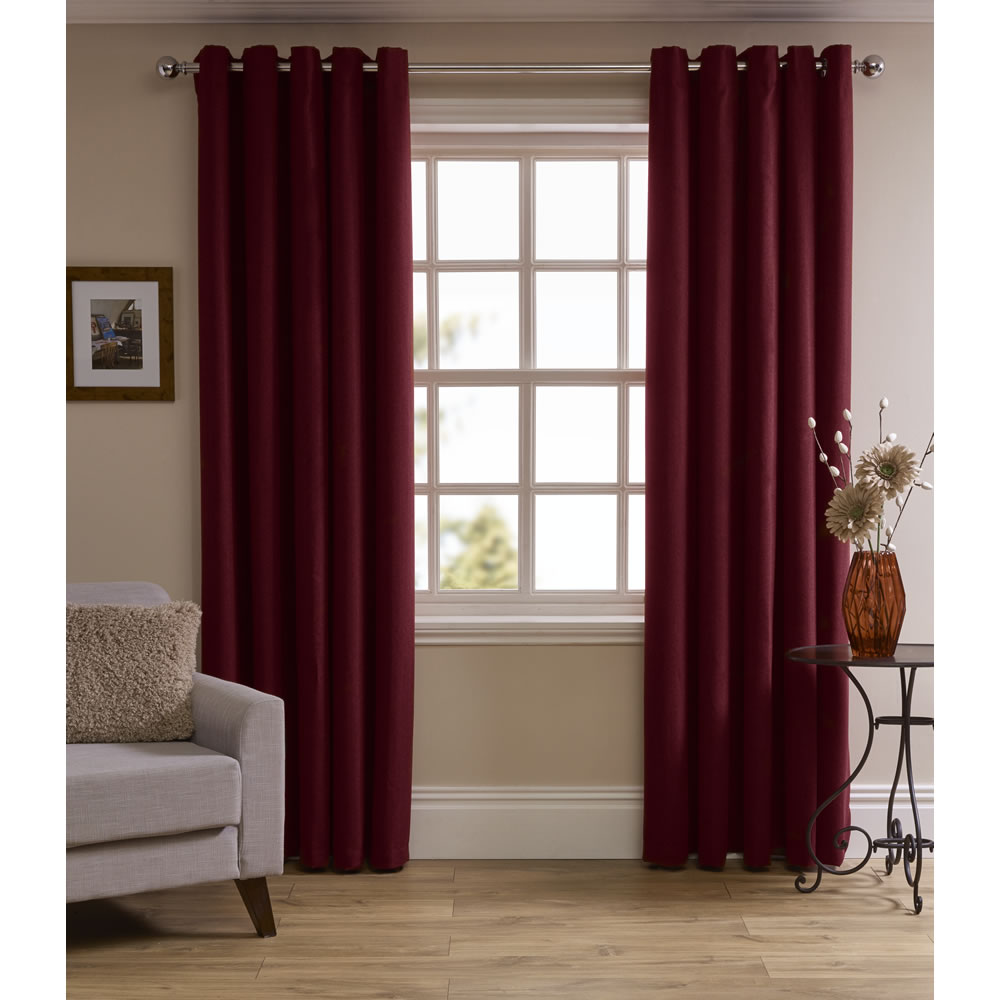 Wilko Red Faux Wool Curtains 228 W x 228cm D Image 1