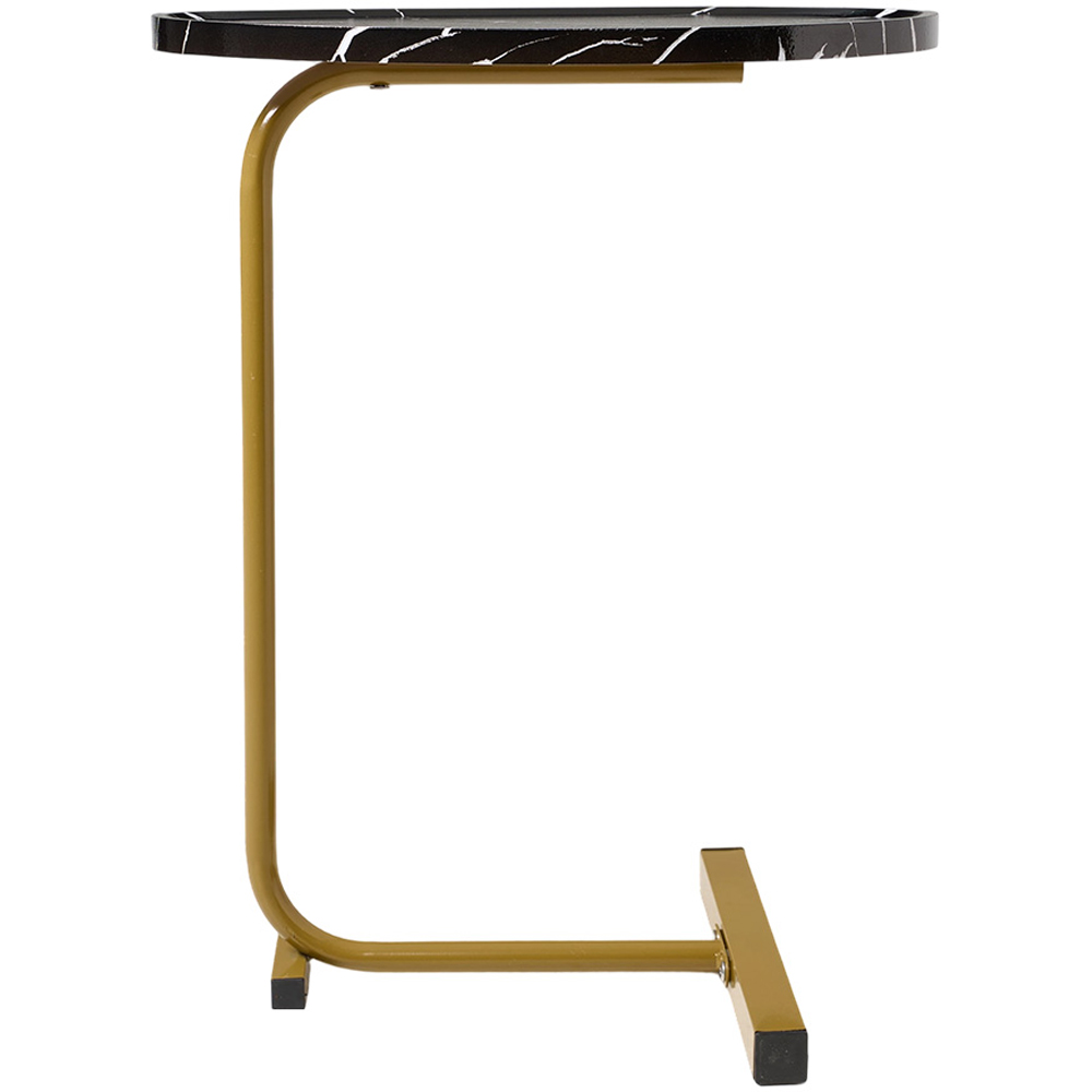 Living and Home Black and Gold Marble Effect C-Shape Side Table Image 5