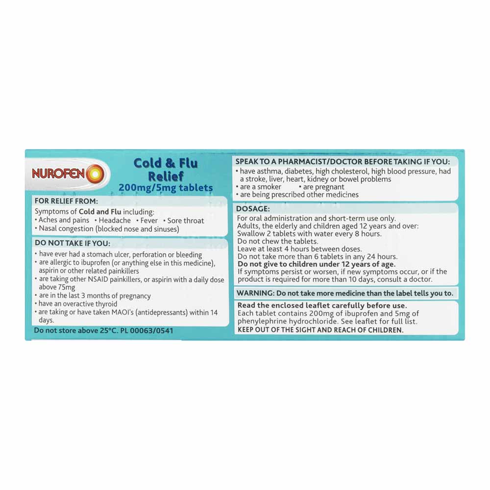 Nurofen Cold and Flu Relief Tablets 16 pack Image 2