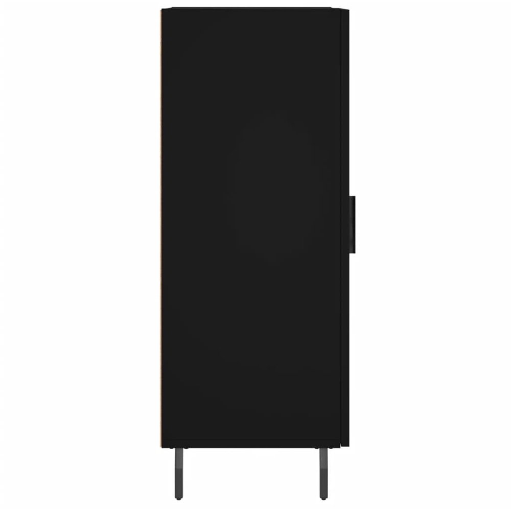 vidaXL Single Door Black Wooden Sideboard with Metal Legs Image 7
