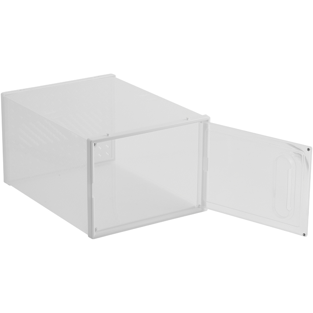 H&O Direct White Stackable Plastic Shoe Storage Box with Magnetic Door 12 Pack Image 3