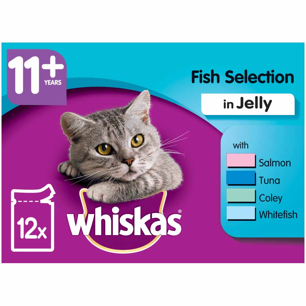 Whiskas 11+ Super Senior Cat Food Pouches Fish Selection in Jelly 12 x 100g Image 1