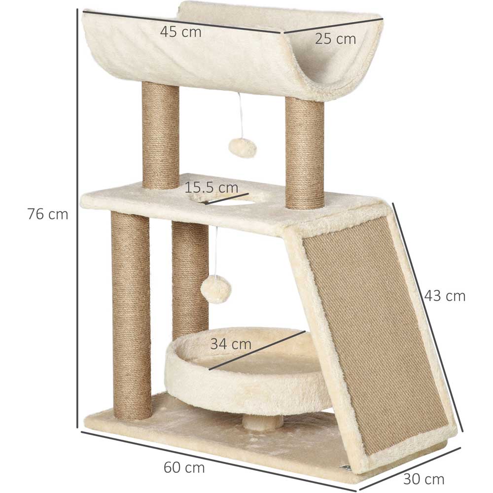 PawHut Brown Cat Tree Kitten Tower with Scratching Post Image 9