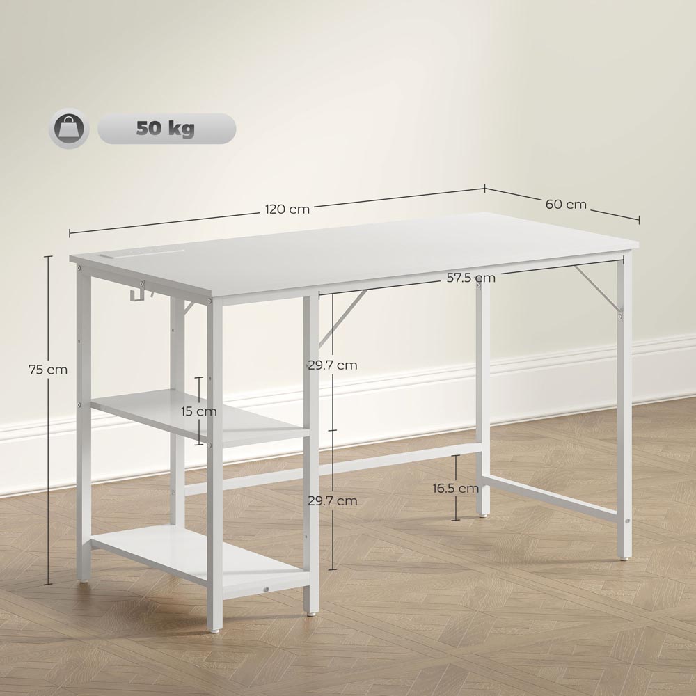 HOMCOM White 2 Shelf Reversible Computer Desk Image 9