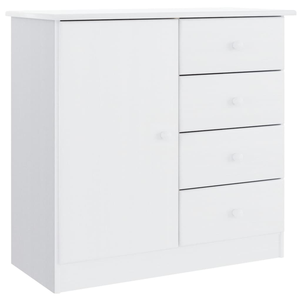 vidaXL 3 Door 4 Drawer Single Shelf White Pine Wood Highboard Image 9