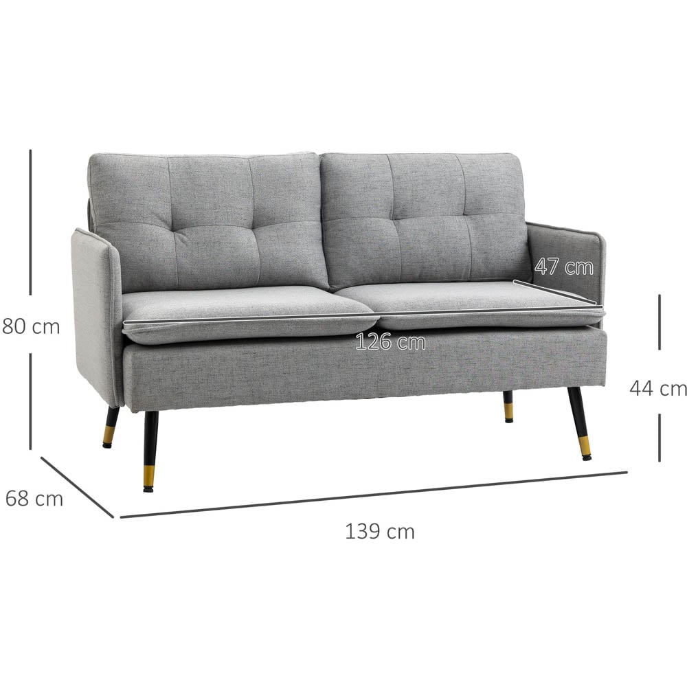 Portland 2 Seater Grey Polyester Button Tufted Sofa Image 9