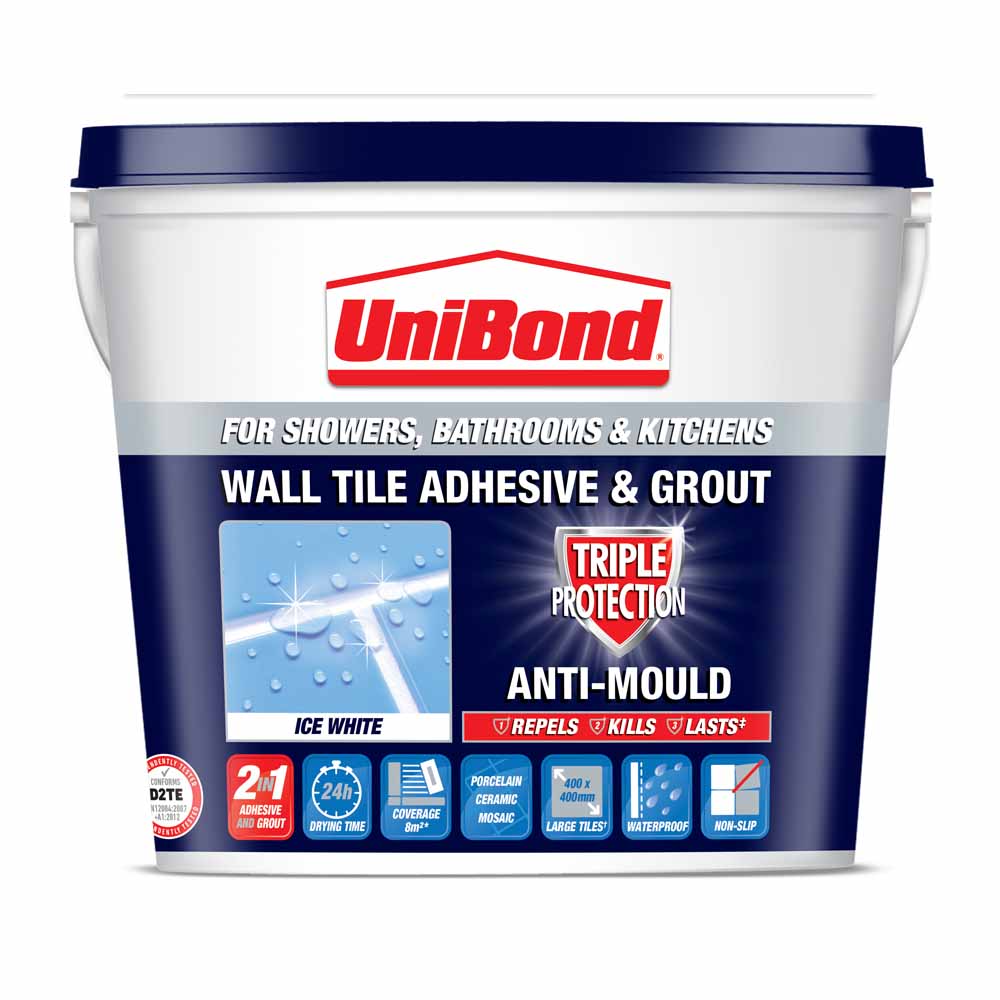 Unibond Anti-Mould White Wall Tile Adhesive and Gr out 3.2kg Image