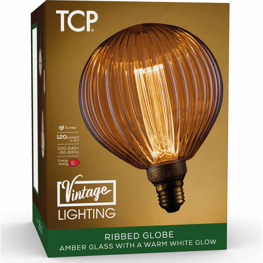 TCP LED Amber Globe 120l E27 Warm White Image 1