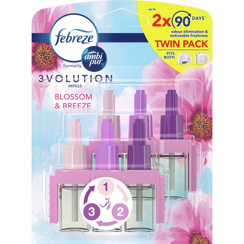 Febreze 3Volution Blossom and Breeze Air Freshener Plug In Twin Refill 20ml Image 1