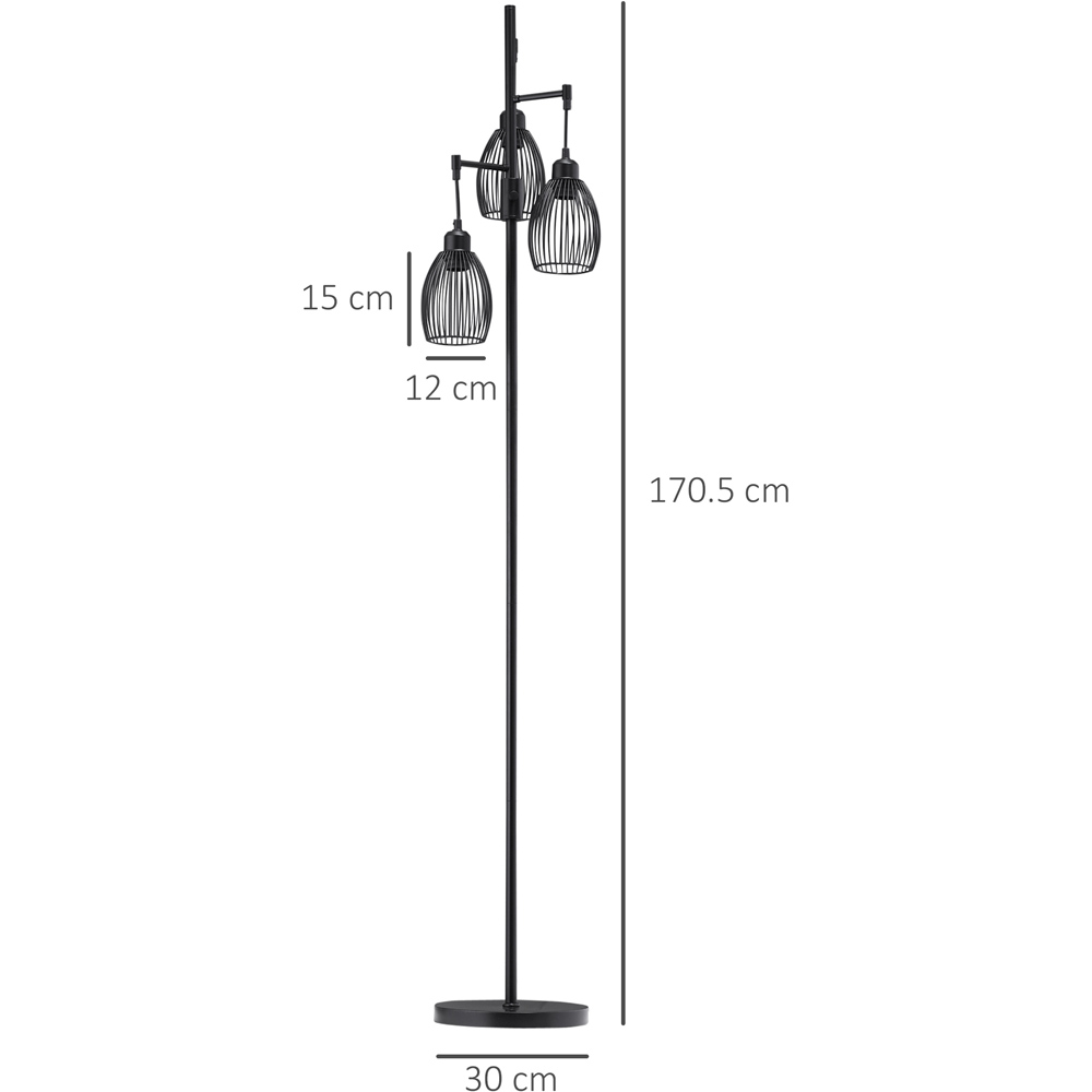 Portland Black 3 Light Industrial Floor Lamp Image 7