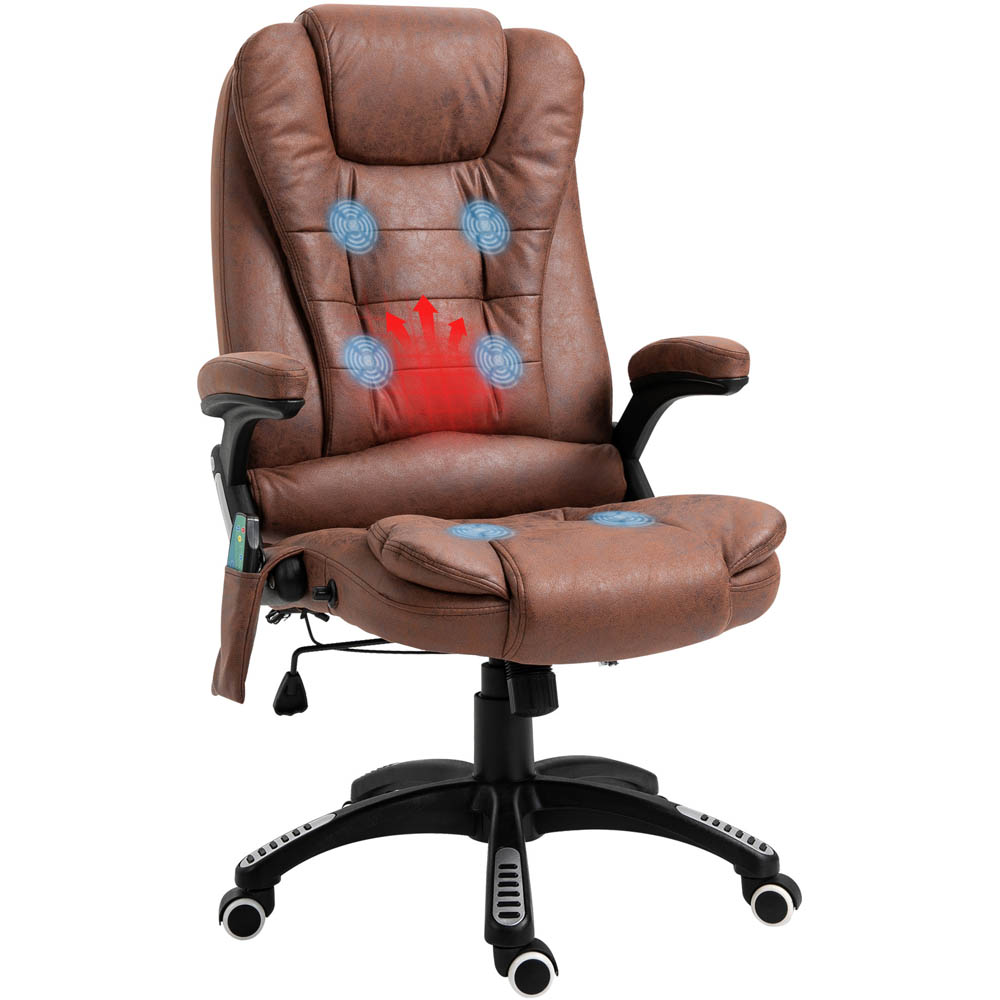 Portland Brown Microfibre Swivel Massage Recliner Office Chair Image 2