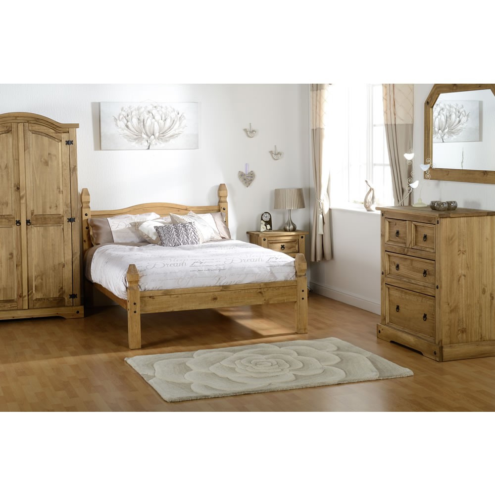 Corona Distressed Waxed Pine Bedroom Furniture Trio Image 6