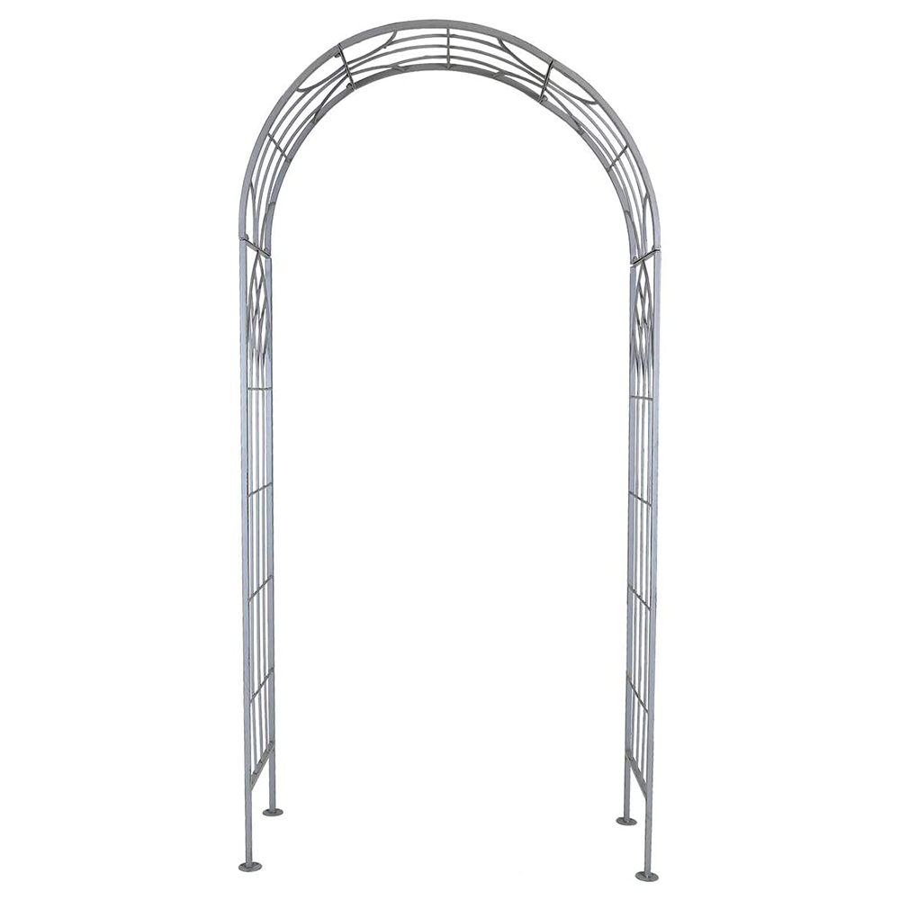 Charles Bentley 3.3 x 1.1ft Grey Wrought Iron Arch with Trellis Sides Image 2