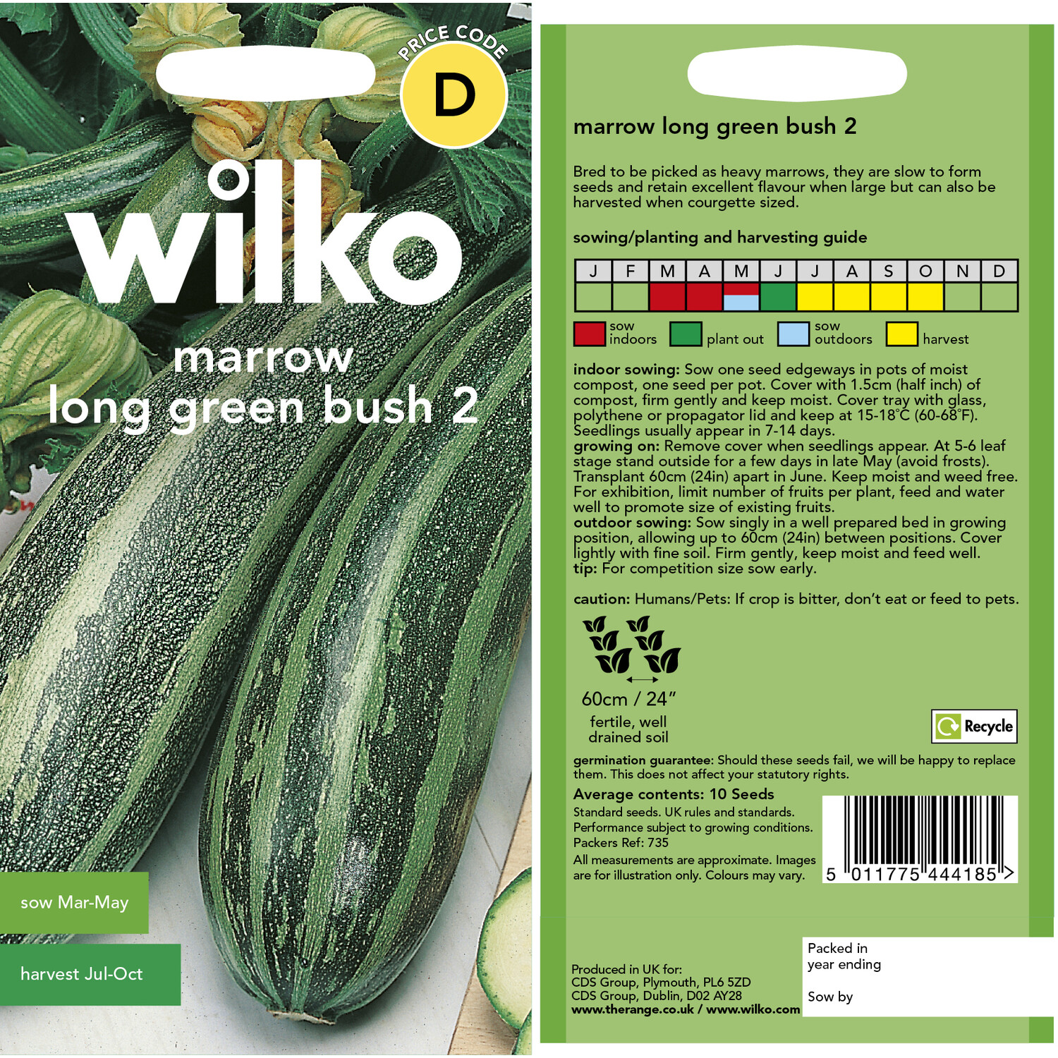 Marrow Long Green Bush Seeds Image 3