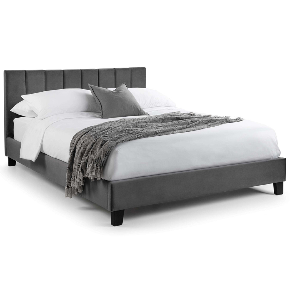Julian Bowen Rosa Small Double Grey Velvet Upholstered Bed Image 2