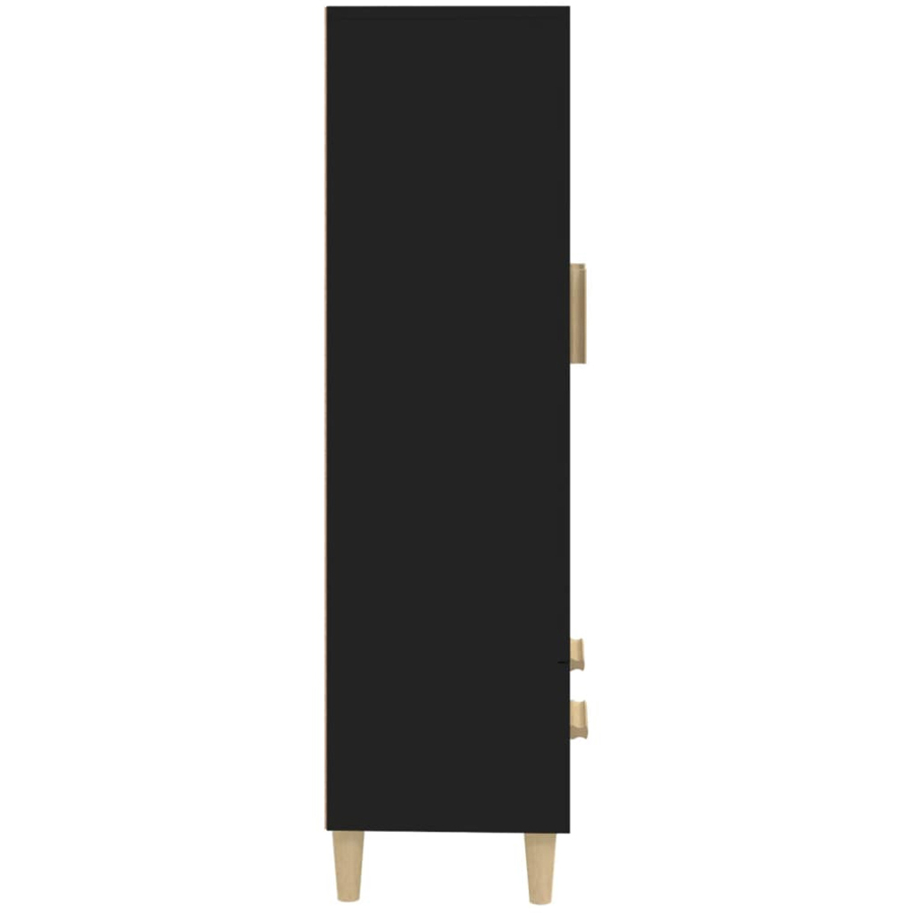 vidaXL 2 Door Single Drawer Black Highboard with Wooden Legs Image 7