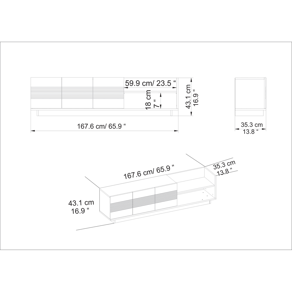 Decorotika Viano 3 Door 2 Shelf Cordoba and White TV Unit Image 6