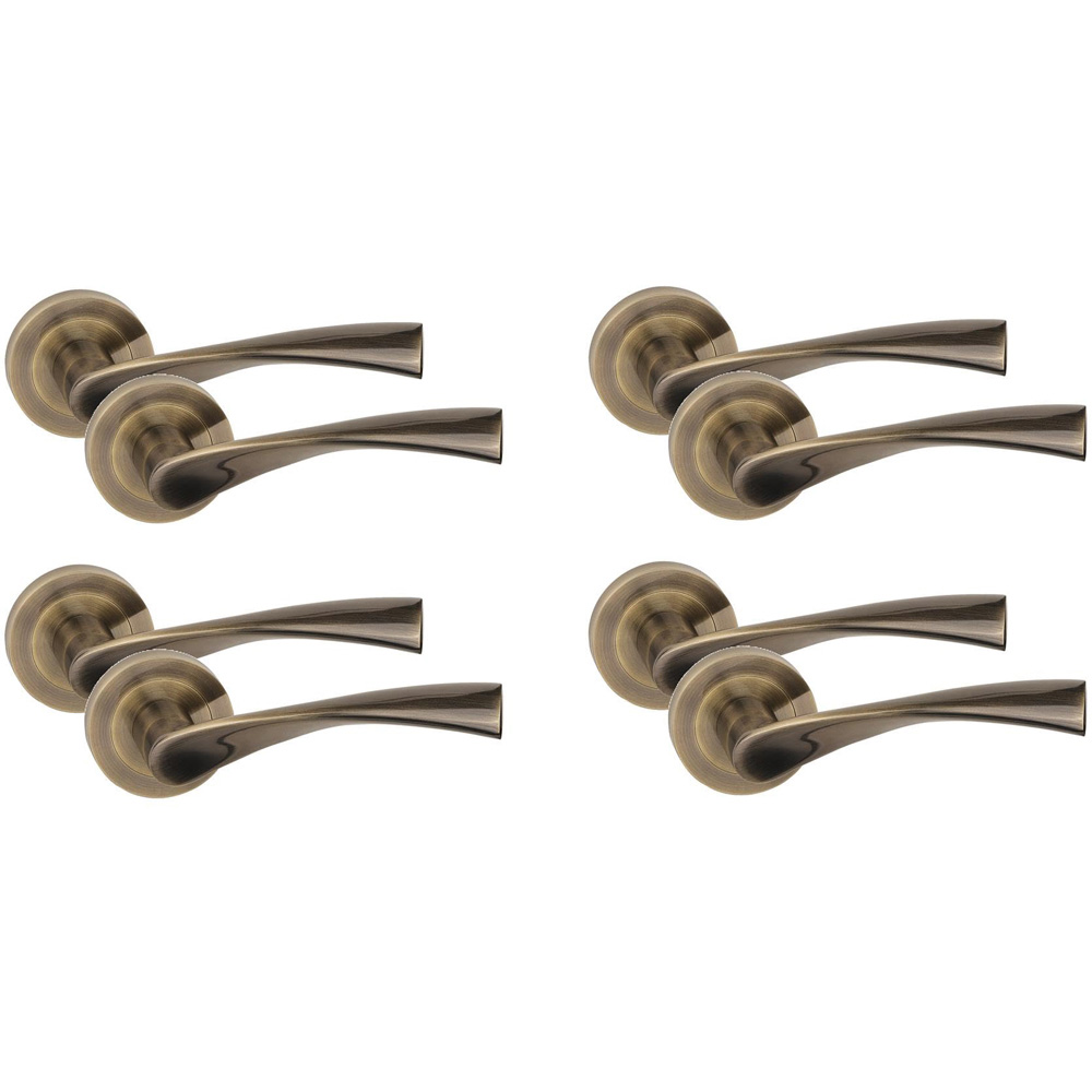 Golden Grace Antique Brass Astrid Classic Door Handle Set 4 Pack Image 1