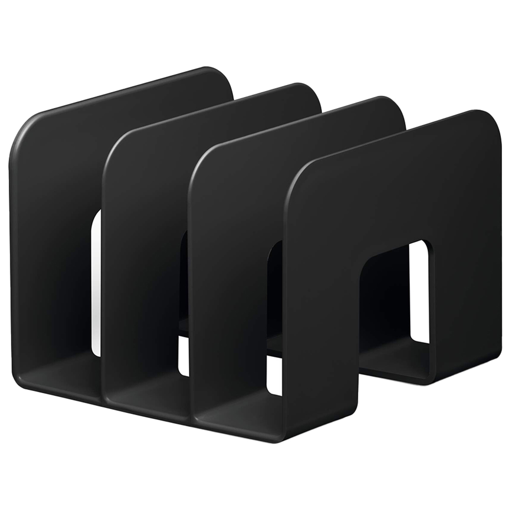 Durable ECO Black Recycled Plastic Magazine Rack Desk Organiser Image 1