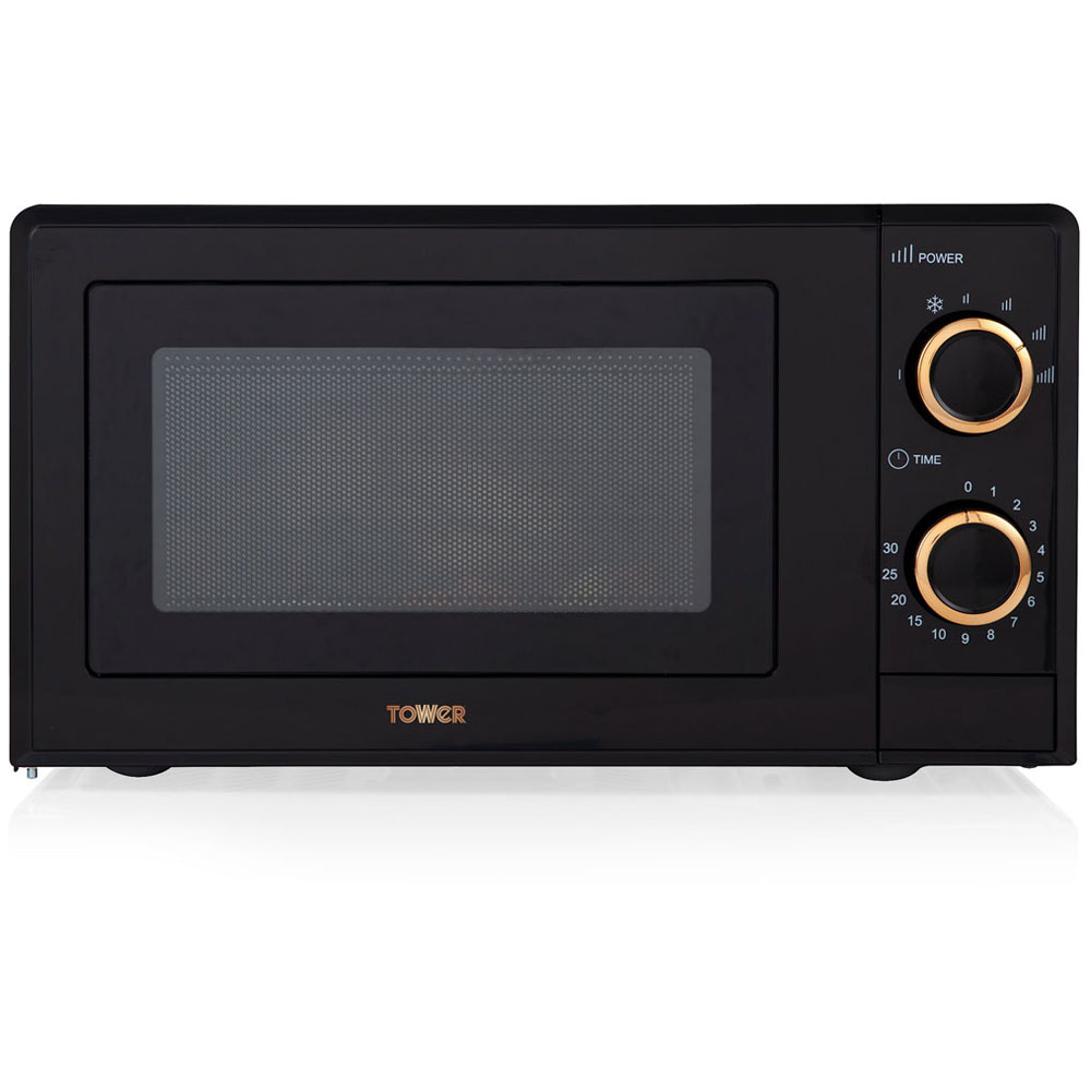 Tower T24029RG Black & Rose Gold Effect 17L Manual Microwave 700W Image 1