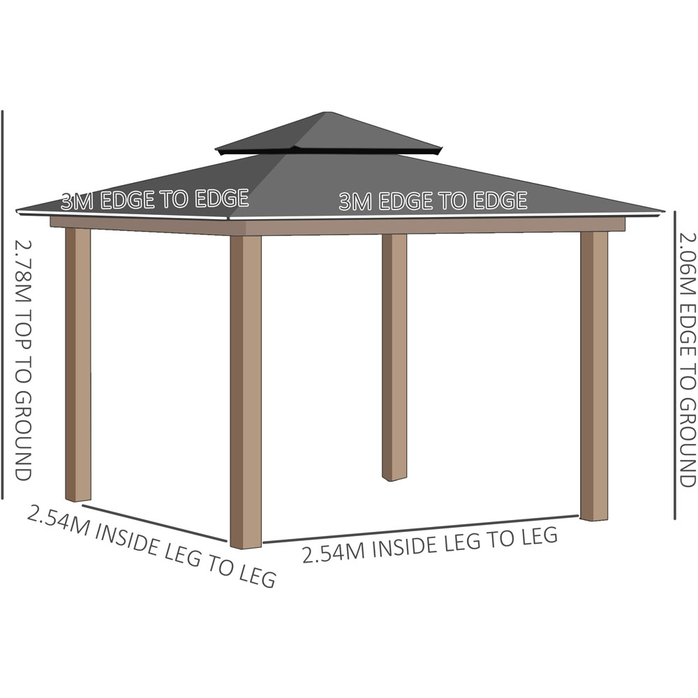 Outsunny 3 x 3m Polycarbonate Roof Outdoor Gazebo Image 5