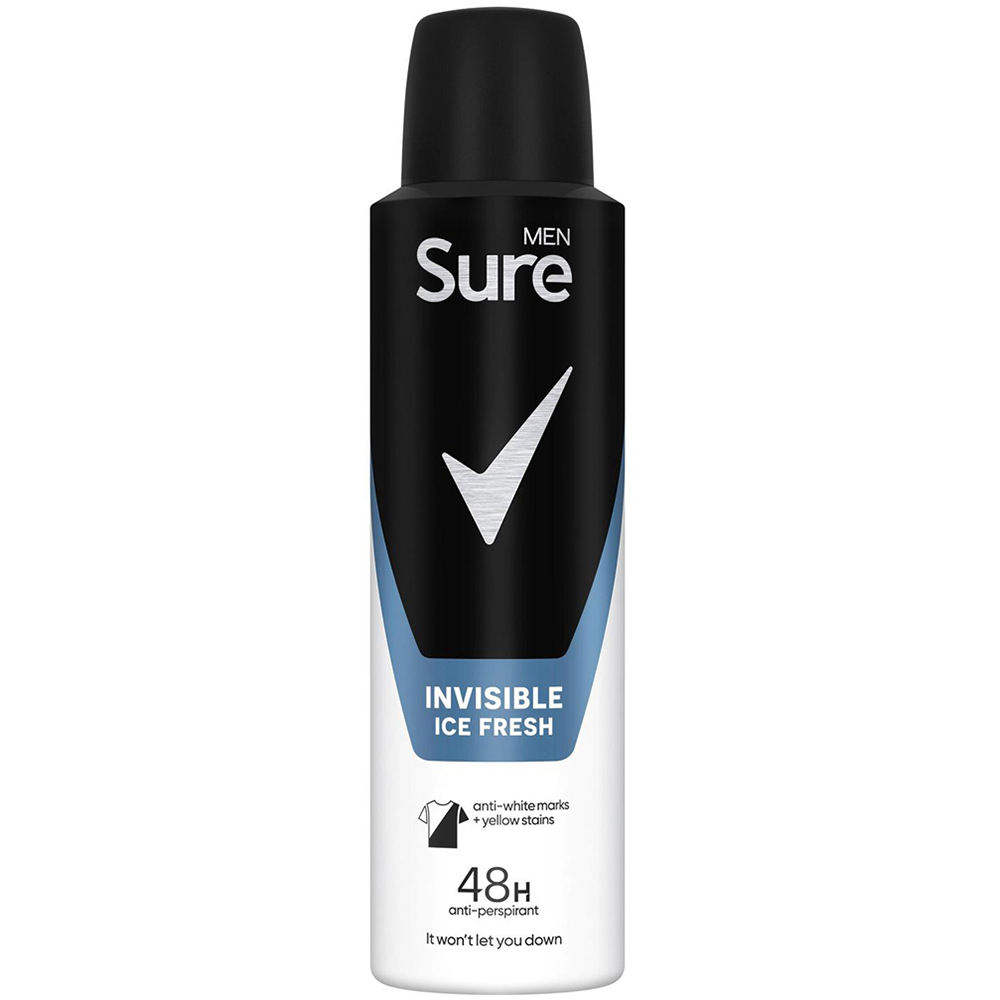 Sure Men 48H Protection Anti-Perspirant Invisible Ice Fresh Deodorant Spray 150ml 36 Pack Image 2